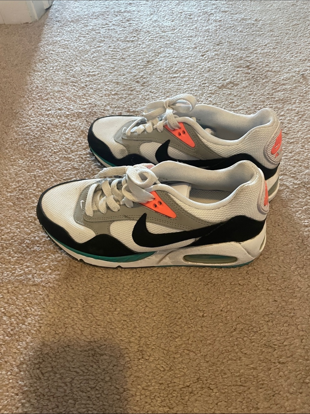 Nike Womens White, Black, Gray & Teal Sneakers with Coral Accents